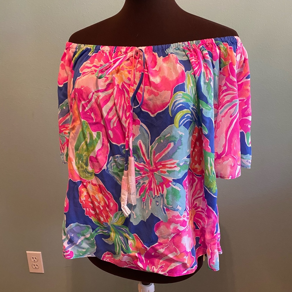 Lilly Pulitzer Sain Top in Beckon Blue Jungle NWT